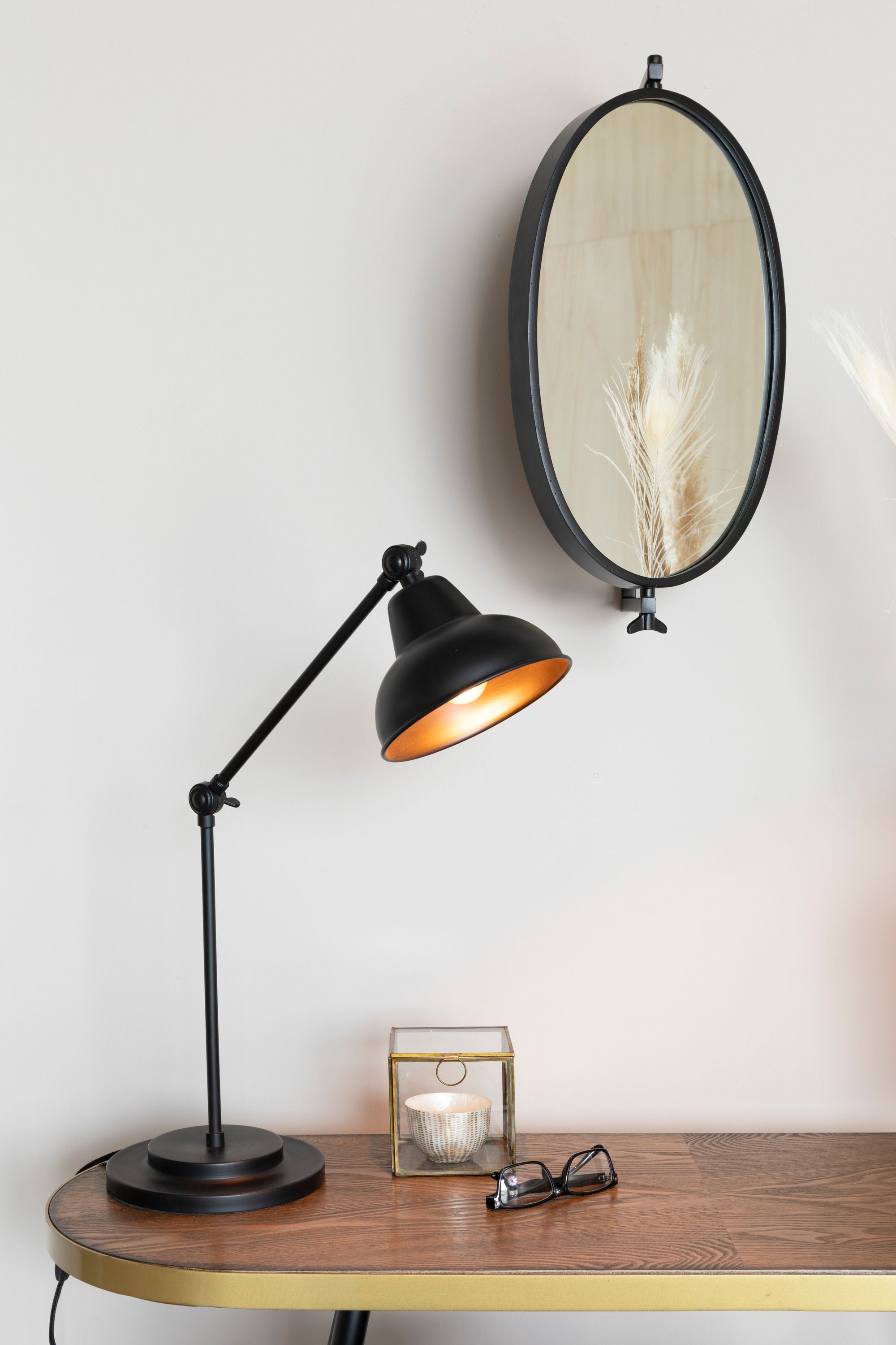 Lara Oval Black Wall Mirror